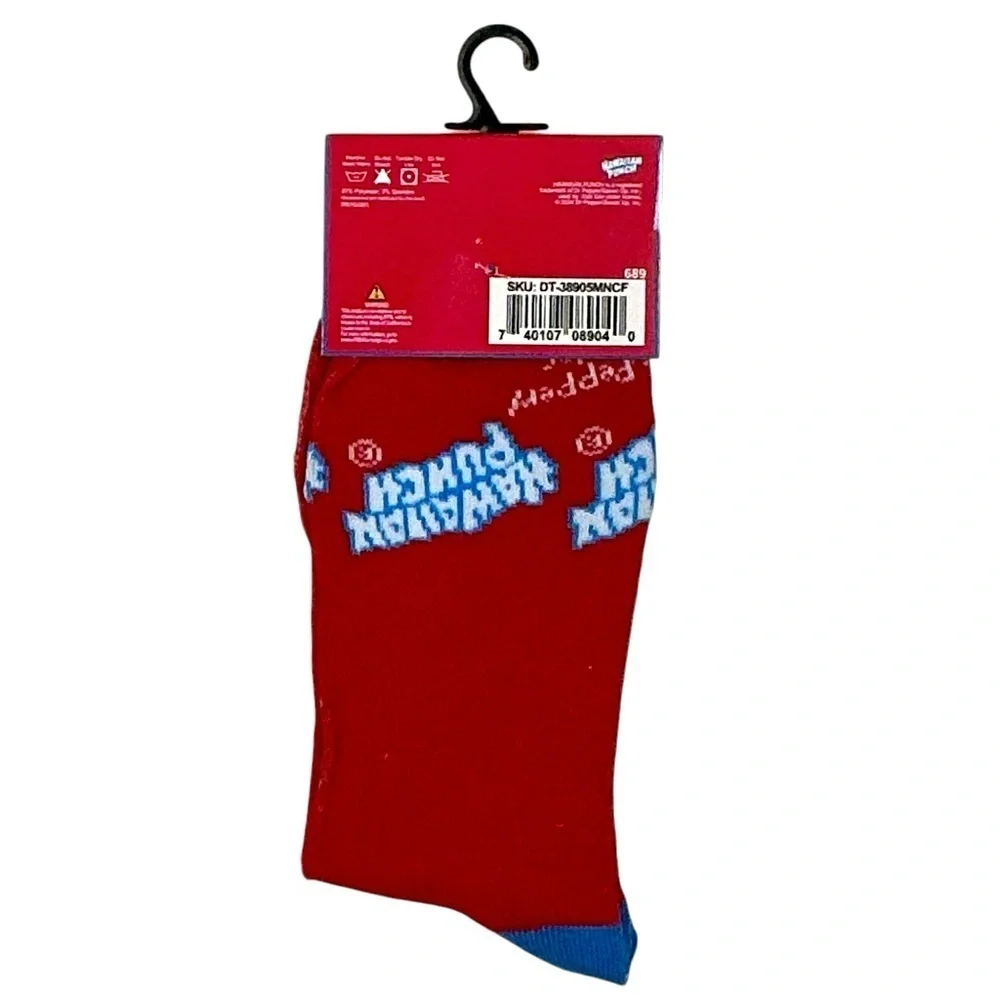 Hawaiian Punch Crew Socks Mens Novelty Funny Print Unisex OS Shoe Size 6-12 New
